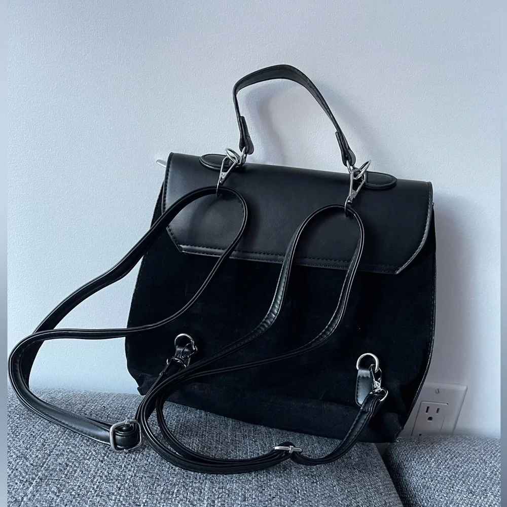 Faux Suede black mini backpack - Picture 2 of 9